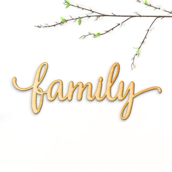 Family Script Word Wood SignWood Sign Art Gallery Wall