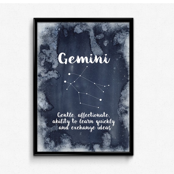 Gemini art print Zodiac star sign Astrology art Gemini
