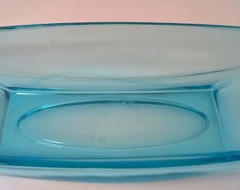 Vintage Blue Glass Celery Dish