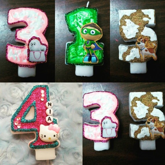 Custom birthday candles/ birthday candles in any theme or by Vcasi