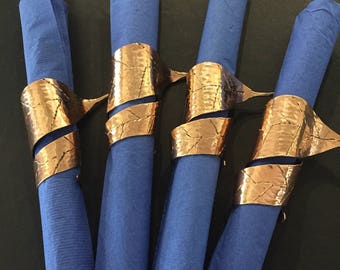 Handcrafted Pure Copper Napkin Holders - Pointed Leaf Design