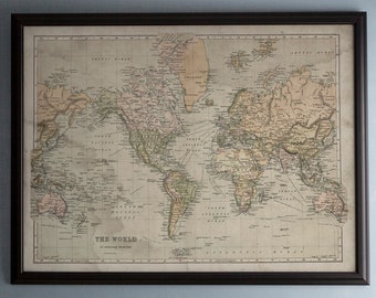 World Map: A Mercator's Projection Map - Circa 18th C. - Weathered Map