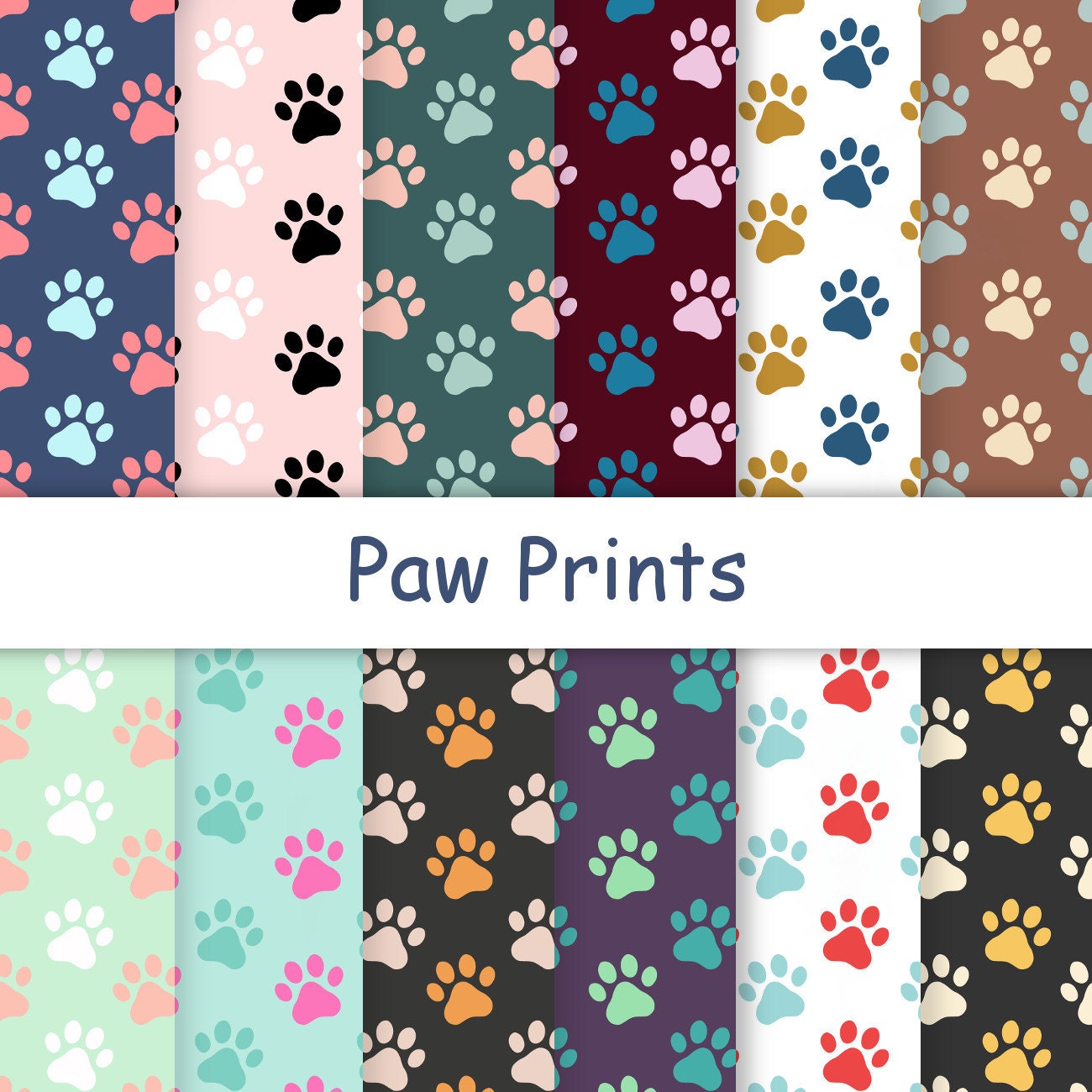50 OFF Paw Prints Paw Print Scrapbook Paper Paws Dog Digital Paper