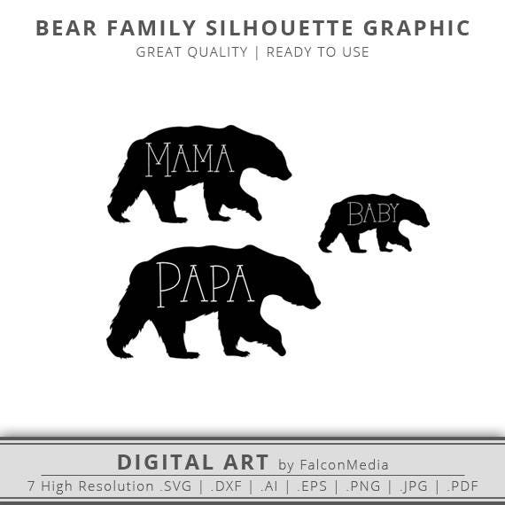 Download Mama Bear Papa Bear Baby Bear Silhouette Outline Graphic