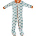 footed onesie- Owl (teal)