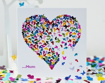 Mum Birthday card, Special Mum Card, Mum Heart Card, Mum Butterfly Card, Mothers day card, Mum Thank You card, Love Mum Card