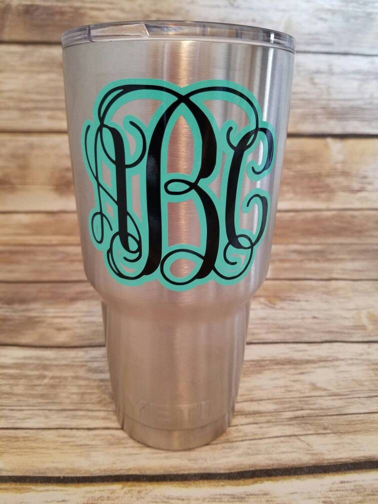 Monogram Personalized Yeti decal sticker Yeti rambler Yeti