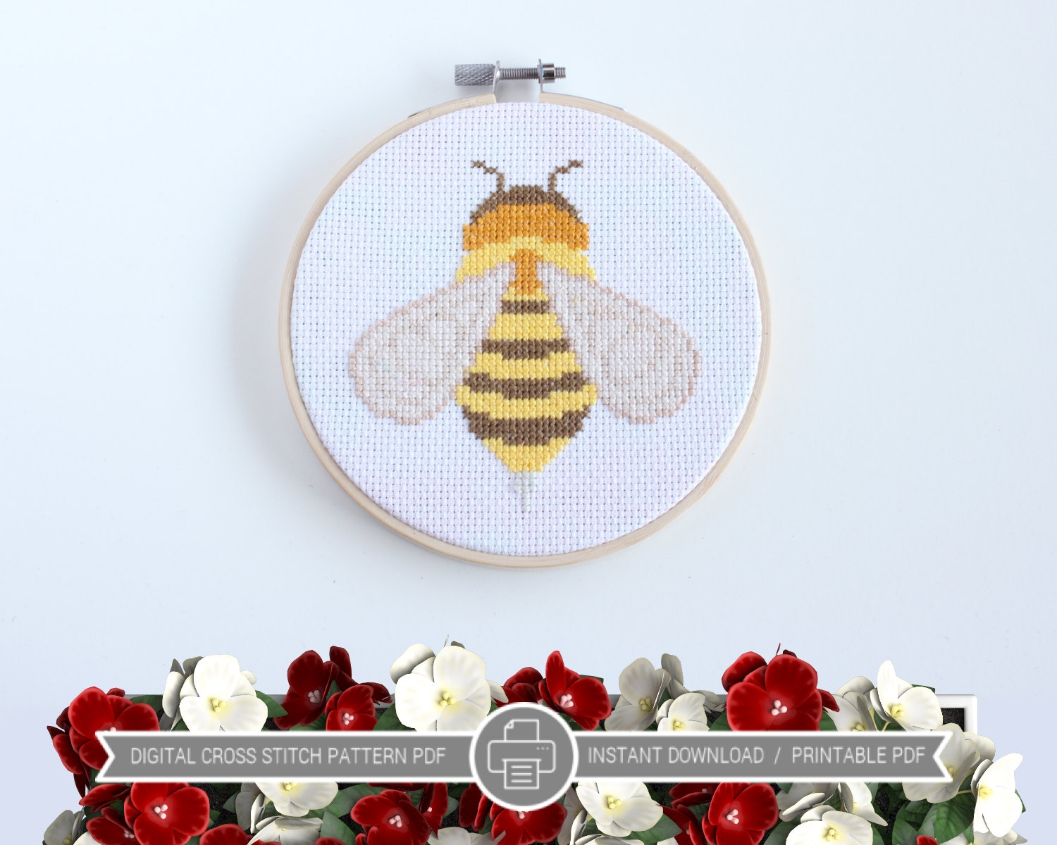 Bumble Bee Cross Stitch Pattern Printable Summer By Stitchonomy