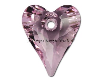 Swarovski Crystal Beads 2 Pcs 6240 ROSALINE Wild Heart Bead Pendant 12x10MM