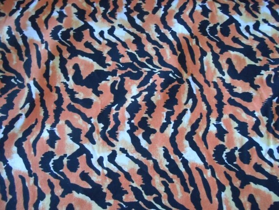 tiger cotton fabric by the yard black orange yellow white