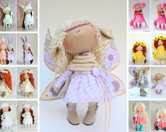 Butterfly doll Angel doll Handmade doll Tilda doll Violet doll Soft doll Cloth doll Textile doll Rag doll Nursery doll poupée chiffon Olga