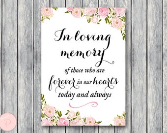 Pink Peonies In Loving Memory Wedding Sign, In Loving Memory Sign, In Loving Memory Wedding, Wedding In Memory WD67 TH18