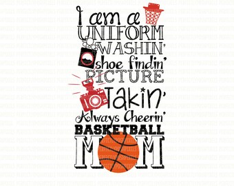 Basketball Mom SVG DXF EPS png jpg Circuit Design Space Silhouette Cameo Silhouette Studio Cut Files Commercial Use Scrapbooking Stencil