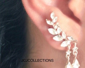 Leaves Earrings, Silver Earrings, Tassel Earrings