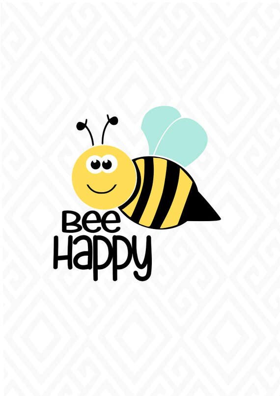 Download Bee Happy SVG DXF EPS Ai Png and Pdf Cutting Files for