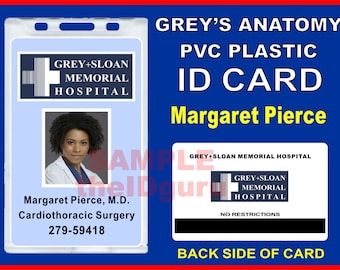 Grey's Anatomy (Maggie Pierce's) ID Badge / Card Prop ~ PVC Plastic ID Card "Grey + Sloan Memorial Hospital" - usa Ships within 1-2 Days