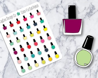Colorful Nail Polishes / Hand Drawn / Functional / Tracking / Planner Stickers / Fits Erin Condren & MAMBI / Kikki K / FiloFax