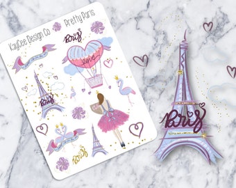 Pretty Paris Deco / Eiffel Tower / Beauty / Hand Drawn / Planner Stickers / Scrapbook / Erin Condren Vertical / MAMBI / Kikki K / FiloFax