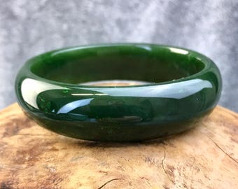 Candian Nephrite Jade Bangles - AA Grade - Dark Rich Green - Multiple Sizes - Summer Sale - 10% off - Promo Code: Summer2017