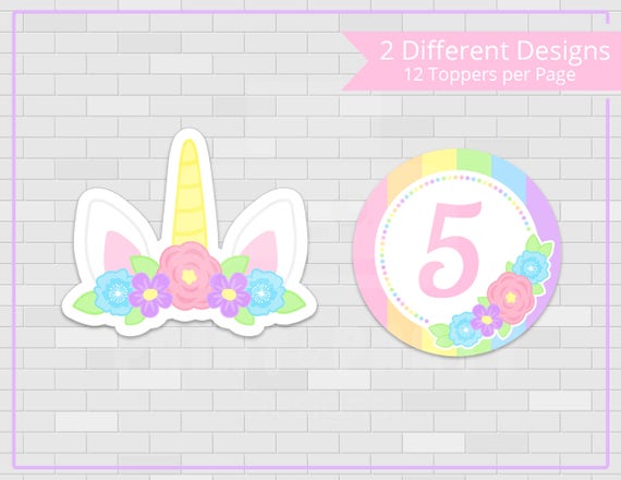 printable girls unicorn cupcake toppers and wrappers