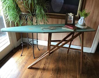 Primitive Vintage J R Clark Wood Ironing Board Original Painted Ironing Board