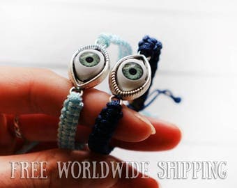 Set of Couple Bracelet, Evil eye bracelet, BFF couple bracelet, Anniversary Bracelet, Personalized Matching bracelets, His Hers bracelets