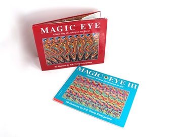 Magic Eye books I and III - 3D Illusions by N.E. Thing Enterprises - 1994, 1995 - fun vintage coffee table books!