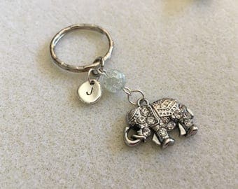 Elephant keychain elephant key chain elephant gifts elephant jewelry personalized gift mom elephant pendant initial gift ideas gift for her
