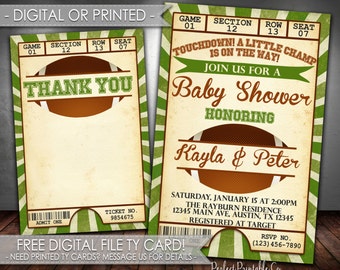 Football Baby Shower Invitation, Football Baby Shower Invite, Football Baby Sprinkle Invitation, Digital File and Printed #567