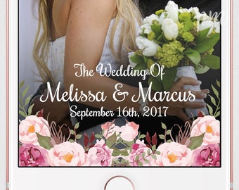 Wedding Geofilter, Snapchat Geofilter, Snapchat Filter, Custom Geofilter, Floral Wedding Snapchat Filter, Custom Snapchat Filter