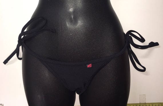SALE*** MissManeater ONEofaKIND thin bind tie side boutique bikini pant with thin frill detail *** SUPER LOW rise!