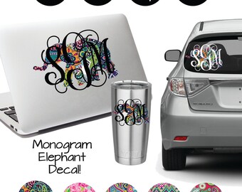 Elephant Monogram Decal