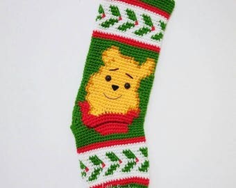 PATTERN -Winnie The Pooh Christmas Stocking - Inspired by Winnie the Pooh film, Crochet Pattern, pdf
