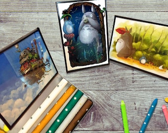 Studio Ghibli Poster Set, Print, My Neighbor Totoro, Princess Mononoke, Spirited Away, Moving Castle, Miyazaki Japanese Movie, Film Poster