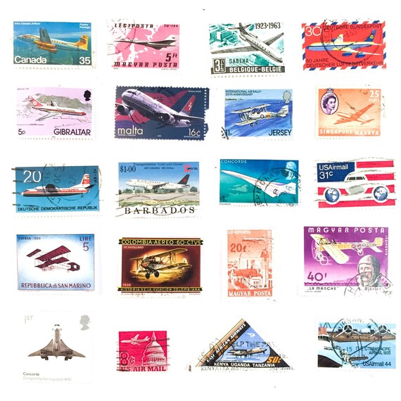Airplane Aviation postage stamps a selection of 20 all