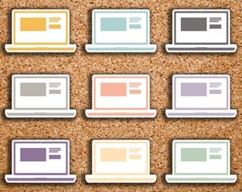 49 Laptop, Computer, PC, Notebook Icon Planner Stickers for 2017 Inkwell Press IWP-DC55