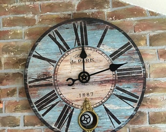 8-1/2" Black 6 Pc. Extra Large Wall Clock Kit ~DIY~High Torque Pendulum Movement XL Giant Gear Hands Motor *37 Colors* Makes A 17"- Set