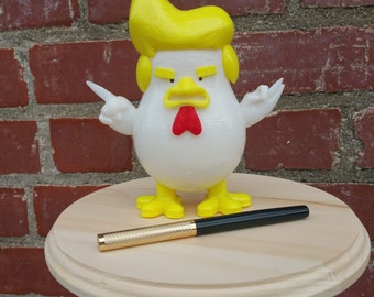 Trump + Chicken = Trumpken Figurine! Donald J Trump Rooster Statue