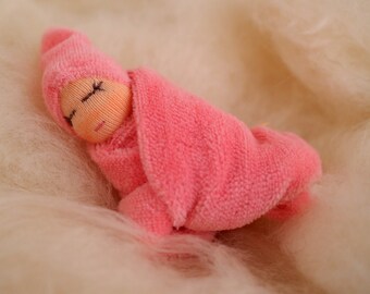 Waldorf doll, Tiny baby doll, baby doll, baby girl doll, Pink doll, baby girl gift, new baby girl, gift for girl, Christmas stocking