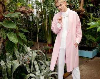 New! Light Premium Wool Cardigan / Moondust Clothing Coat / Pink Summer Coat / Minimalist Design Coat / Oversize Coat / Handmade Spring Coat
