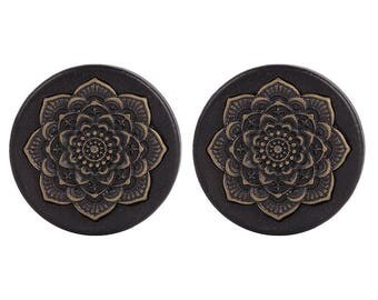 Black Wood Lotus Flower Ear Plugs, Wood Plugs, Ear Stretchers, Ear Plugs