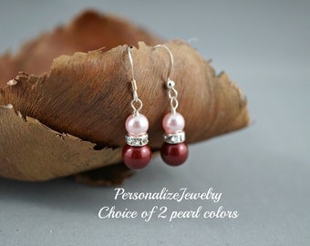 Wedding earrings, Bridal party gifts, Attendee jewelry, Simple pearl earrings, Bridesmaid earrings, Swarovski pearls, White blue earrings