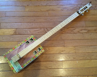 3 String Acoustic Electric Slide Cigar Box Guitar 2016-39