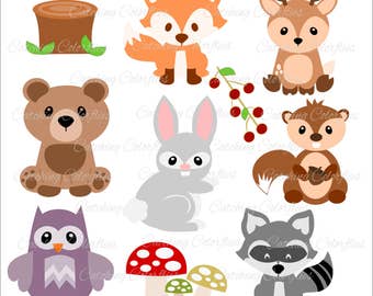Woodland Animal SVG Cut Files, Baby Forest Animal Cut Files, Baby Deer, Cute Fox, Owl, Baby Bear, Bunny, SVGs for Cricut & Silhouette