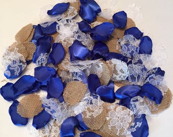 Royal Blue Rustic Rose Petals/Blue Rose Petals/Burlap Rose Petals/Scatter Petals/Country Wedding Decor/Electric Blue Petals/Aisle Petals
