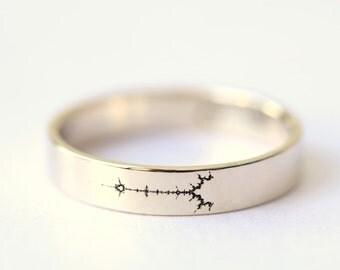 White Gold Fractal Wedding Band, Science Jewelry, Mathematics Jewelry, Mandelbrot Set, Geek Wedding Ring, Math Wedding Ring,Fractal Art Ring