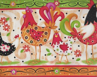 Pecking Order - Panel - Far Out Chickens! - Quilting Treasures - Victoria Hutto