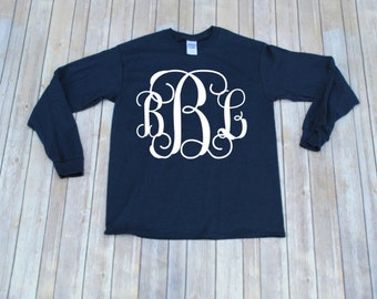 Sale!!! Long Sleeve Monogrammed Shirt, Monogram Shirt, Teen Christmas Gift, Women Shirt, Teen Monogram, Monogram Long Slee