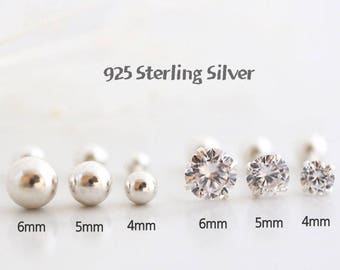 925 Sterling silver cartilage earring/Piercing/Tragus Earring/Cartilage piercing/helix piercing/conch /silver piercing/ cz stud earring