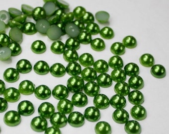 800pcs Dark Green Mixed Size of Flat Back Pearls bead 2mm 3mm 4mm 5mm 6mm 8mm 10mm round flatback half loose plastic acrylic pearl bead